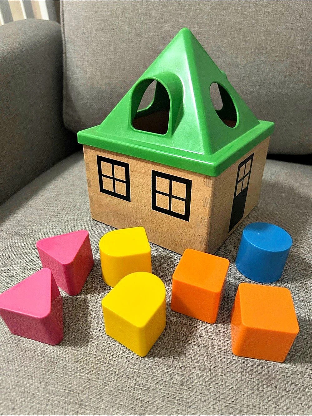 IKEA MULA Shape Sorter House Wooden Toy Green & Brown